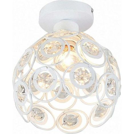Modern Industrial Crystal Metal Ceiling Light Fixture Indoor Outdoor Ceiling Lighting White Shade (1/5)