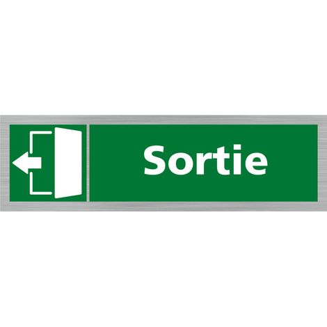 Pictogramme SORTIE VERS LA GAUCHE (Q0407).- Adhésif aspect aluminium brossé - (1/5)