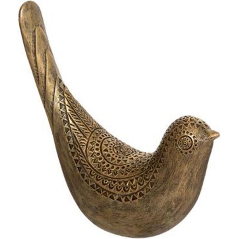 Statuette Déco Oiseau "Oasis" 17cm Or