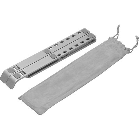 Support de bureau pliable pour ordinateur portable en alliage d'aluminium, support portable avec système de refroidissement intégré, argent. (1/5)