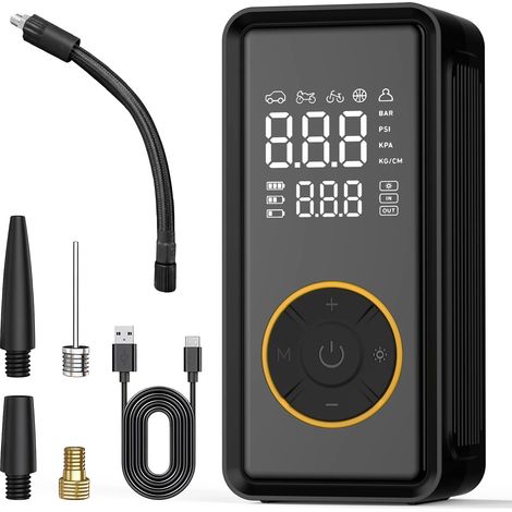 Gonfleur de pneus sans fil intelligent, double écran numérique, compresseur d'air rechargeable (1/5)