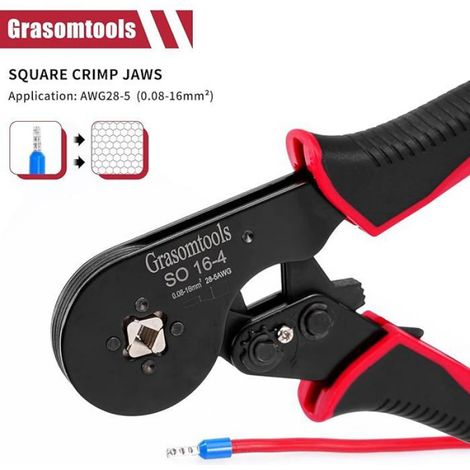 Pince À Sertir - Cliquet Automatique - Pour Manchons Câble 0,08 À 16 Mm2 - AWG 28 À 5 - Carré - 1 Pièce (1/5)