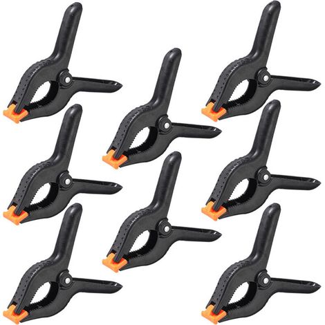 8 Pièces Pinces À Ressort 2 Pouces Pinces Pince A Ressort Plastique Pince De Serrage Serre Joint Nylon Clips Pour Travaux Du Bois Et Studio De Photographie (Noir) (1/5)