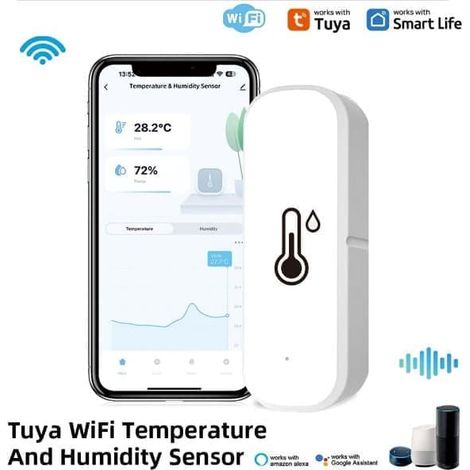 Thermomètre et hygromètre sans fil (lot de 1/2/4) – Appareil intelligent de mesure de la température et de l'humidité par Wi-Fi avec application, notifications et surveillance à distance (1/5)