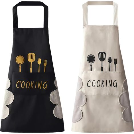 Damenschürzen – abwischbar – wasserdicht – 2 Taschen – zum Kochen/Gartenarbeit/Café