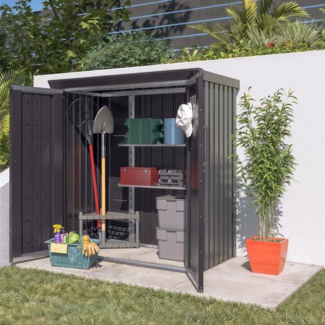 Trigano – Armoire de jardin en métal 190x90x45cm – Acier galvanisé résistant aux intempéries – Porte double pour accès facile – Rangement compact