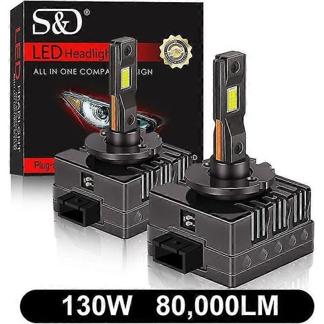 Ampoule LED 100 W 50 000 lm - 80 000 lm D1s D3s D2s D4s D5s D8s Canbus pour phares HID D1r D2r D3r D4r D5r D8r 130 W pour voiture, 6 500 K, 12 V 24 V (130 W 80 000 lm D4R)