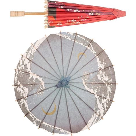 Ensemble de 2 parapluies décoratifs japonais classiques en papier huilé pour les fêtes (1/5)