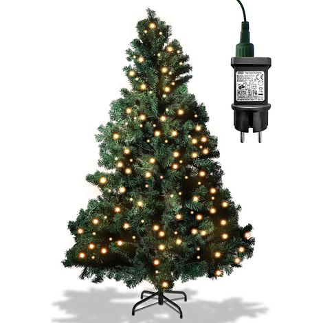 SWANEW Albero di Natale artificiale. luce bianca calda del LED. rami ignifughi del PVC. base del ferro. albero di Natale auto-aperto. verde (210cm. 1200 rami)