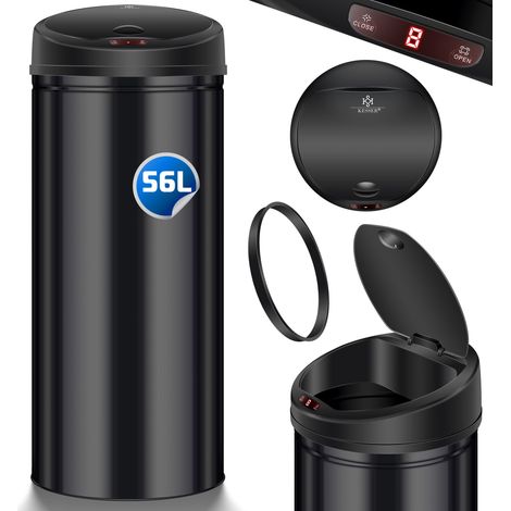 KESSER® Automatik Sensor Mülleimer Abfalleimer Abfall EDELSTAHL Papierkorb 56 Liter SCHWARZ