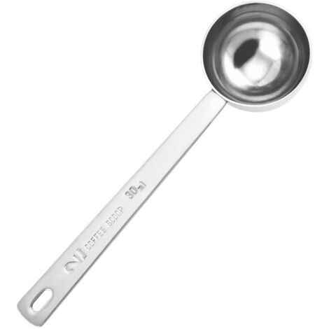 Pieza de cuchara medidora de café de acero inoxidable, cuchara medidora de café de acero inoxidable de 30 ml, cuchara medidora colgante de mango largo para café, té, leche en polvo, azúcar, esp (1/5)