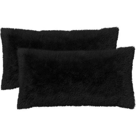 Kissenbezug 2 pcs HEERLEN Schwarz 40 x 80 cm PV Fleece vidaXL