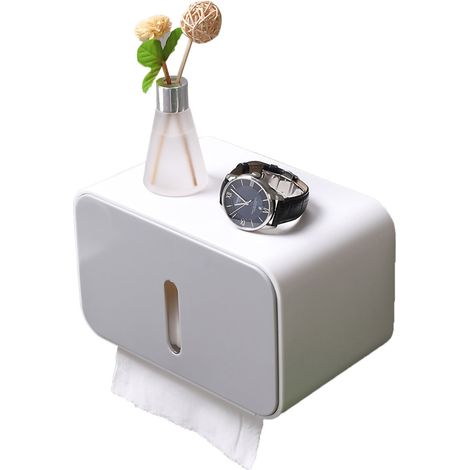 Wasserdichter, wandmontierter Toilettenpapierhalter mit zwei Steckdosen für das Badezimmer, grau (1/5)