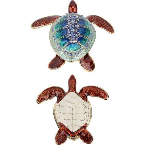 Boîte à bijoux tortue en strass, espace de rangement, antirouille, brillante et élégante, décoration tortue, décoration intérieure, cadeau. (1/5)