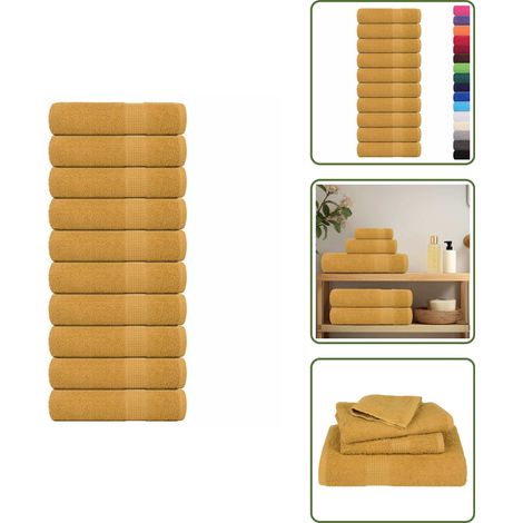 The Living Store Handtücher FROGN 10 Stk. Gold 50x100 cm 360 g/m² - Baumwolle (1/5)