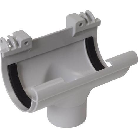 Nicoll – Raccord pour gouttière naissance centrale à joint en PVC gris Ø 50 – Type 1/2 ronde 16 – Certification ISO9001