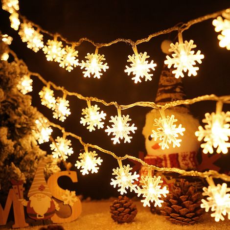 Lichterkette mit Schneeflockenmotiv, 6 m, 40 LEDs, für drinnen und draußen, zur Dekoration von Zuhause und Partys, als Weihnachtsgirlande, Weihnachtsbaumschmuck, Lichterkette (1/5)
