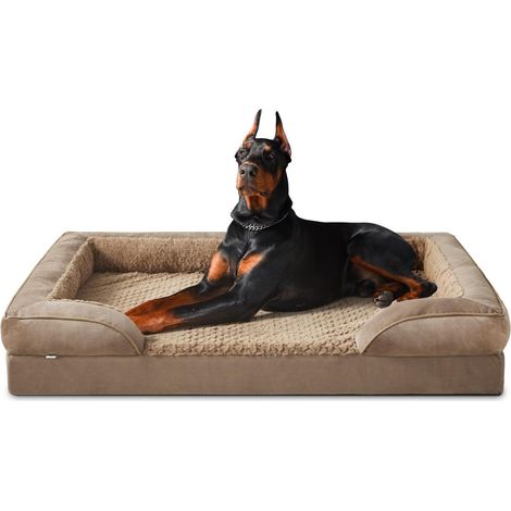 XXL Lit orthopédique pour chien avec housse amovible, imperméable, Marron L