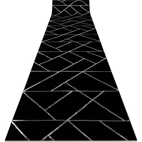 Exklusiv EMERALD Läufer 7543 glamour, stilvoll geometrisch schwarz / silber 100 cm black 100x350 cm