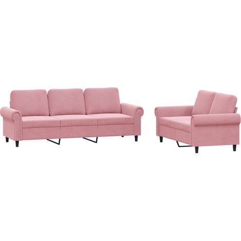 Maison Exclusive - Set di Divani 2 pz con Cuscini rosa in Velluto