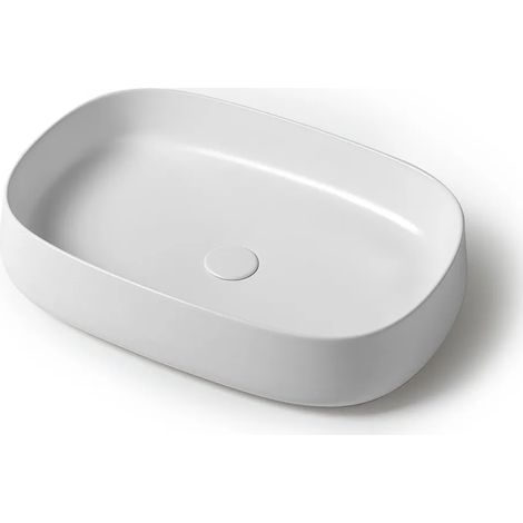 Lavabo da appoggio 60 cm rettangolare in ceramica bianco lucido Milos (1/3)