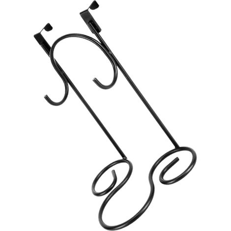 Support pour Sèche-cheveux Noir en Acier Inoxydable, Porte Suspendu (1/5)