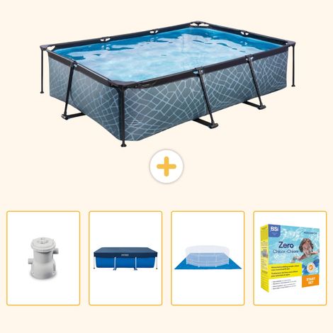 Exit-toys Piscine Exit Rectangulaire - Effet Pierre - 300x200x65 cm - 5-pièces S198 (1/5)