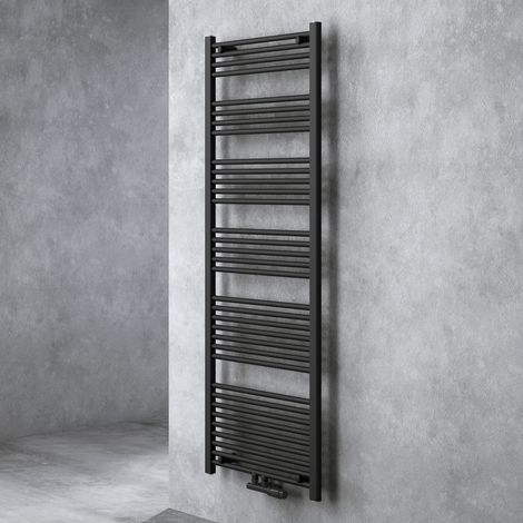 doporro Radiateur de Salle de Bain Sèche-Serviette 180x60cm Radiateur Tubulaire Vertical Chauffage Électrique Gris-Noir avec Résistance Noire pour Radiateur RHE (1/5)