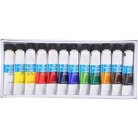 12 couleurs aquarelle professionnelles 10ml pour artistes, peinture pigmentée, fournitures d'art (1/5)