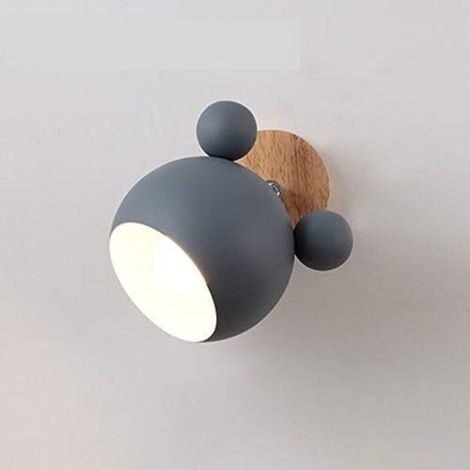 Lampe en bois Lampe de chevet moderne Chambre Applique murale Macaron Tête directionnelle de couleur nordique (1/5)