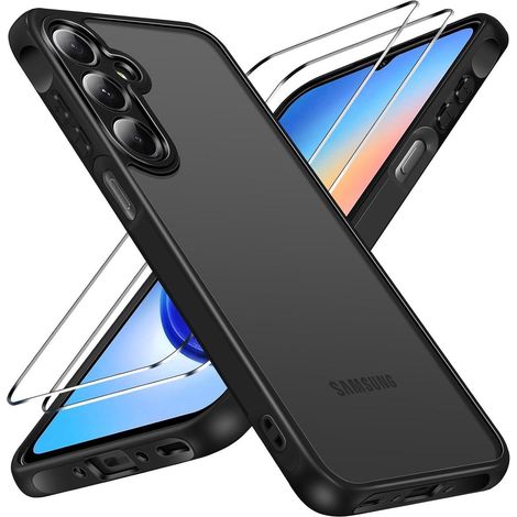 Handyhülle Panzerglas 2 Stück Stoßfest Samsung Galaxy A35 5G schwarz (1/5)