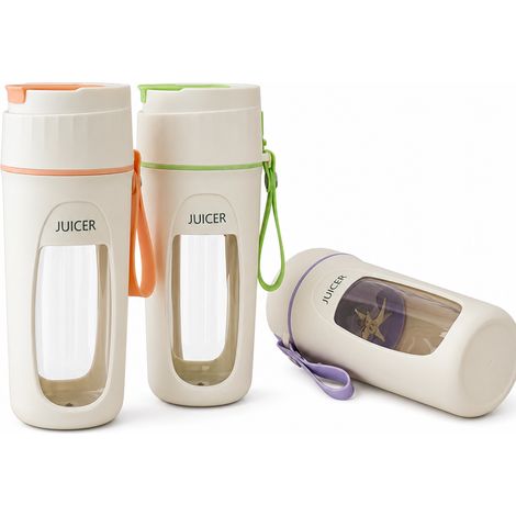 Blender Portable pour Smoothies et Jus, 10 Lames, Broyeur de Glace, Blanc et Violet avec Paille (1/5)