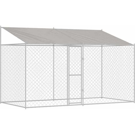 Cage pour chien Argent 400 x 200 x 256 cm Acier galvanisé CFW73711