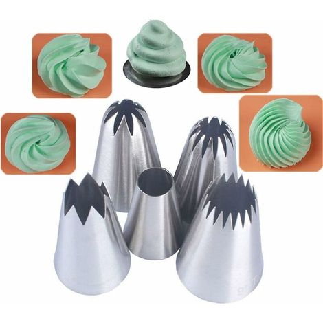 5 Pièces Grand Douilles Patisserie, Embouts de Glaçage pour Poche à Douille, Pour Patisserie et Décoration de Cupcakes (1/4)