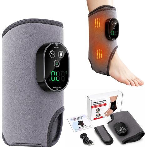 Massage Pieds, Appareil Massage Pied 3 en 1, Electrique Masseur Pied avec 3 Mode Vibration et 5 Niveaux de Chaleur, Appareil de Massage Chauffant Portable sans fil pour Diabétiques (1/5)