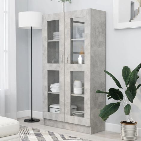 Armoire à vitrine Armoire de rangement Gris béton 82,5x30,5x150 cm Aggloméré RTJEX921575 (1/5)