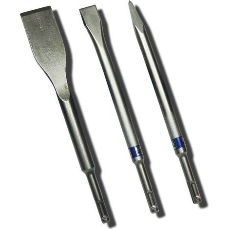 3-teiliges Meißelset (für Beton und Mauerwerk, Zubehör für Bohrhammer) Silber (1/5)