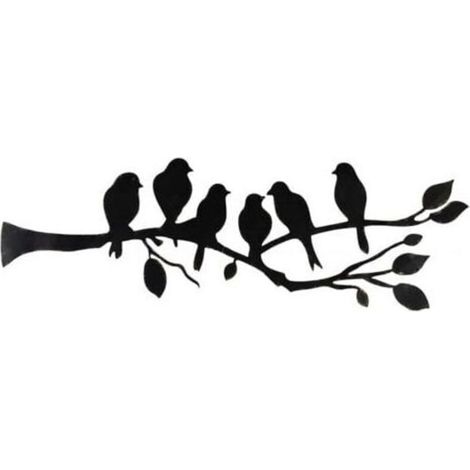 Tenture murale en métal, décoration murale d'oiseau, feuilles et oiseaux, sculpture en métal, silhouette d'oiseau, tenture murale (1/4)
