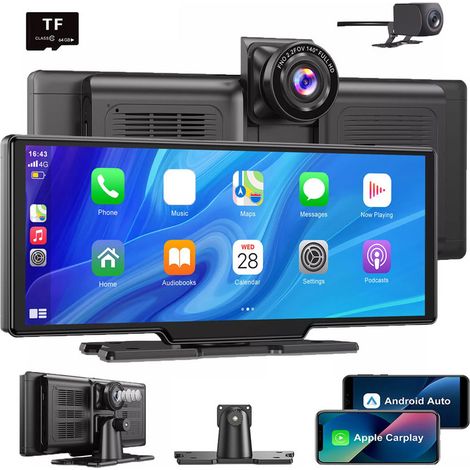 Caméra de recul 4K HD 10,26 pouces pour voiture, Android, Apple CarPlay, 64 Go (1/5)
