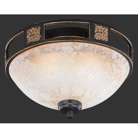 Plafón 2xE27 Quinta Ruggine Cristal Alabastro Ø33 cm Trio Lighting