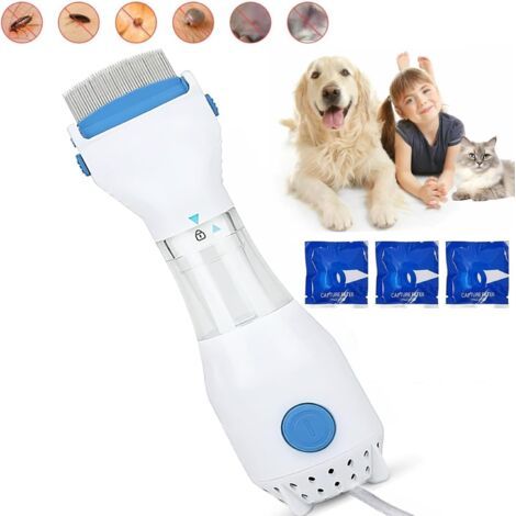 Peigne électrique anti-puces pour animaux, brosse anti-poux électrique, peigne à poux et brosse de nettoyage anti-puces, attrape-poux pour chiens (1/5)