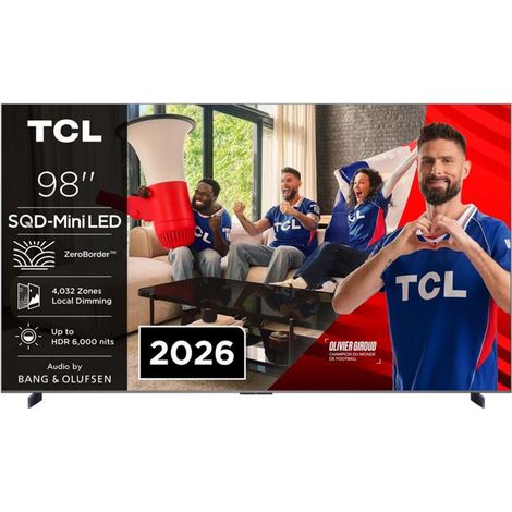 Téléviseur TCL 98C89L 98 pouces SQD Mini LED 4K Google TV 4 HDMI 2.1 Dolby Atmos 144Hz VRR