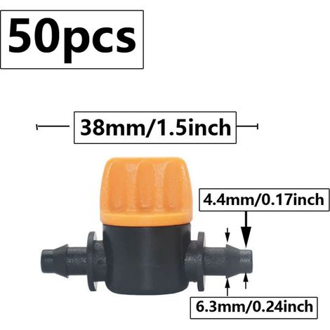 (B - 50 pièces) Raccord de tuyau d'arrosage à embout cannelé 1/4 pouce 4 mm, mini-vanne pour tuyau 4/7 mm, raccords PVC pour système d'irrigation goutte à goutte de jardin (1/5)