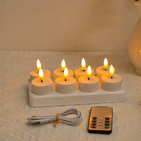 Bougies chauffe-plat rechargeables, lot de 12. Télécommande rechargeable sans tasse (8 pièces). (1/5)