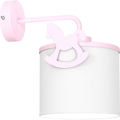 Applique Sweet blanc abat-jour rose cheval E27 15W