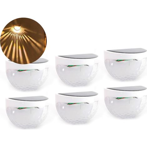 Lot de 6 lampes solaires LED à 6 LED pour jardin extérieur, applique murale solaire en forme de coquillage, projecteur blanc étanche (1/5)