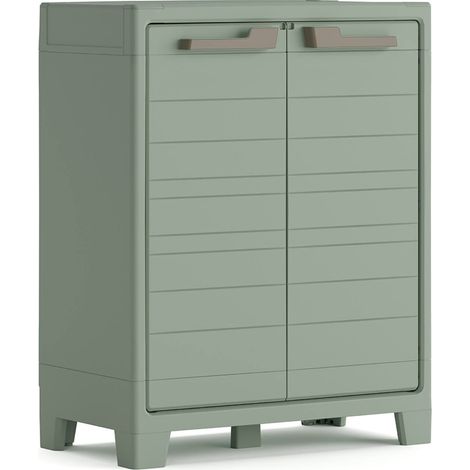 Dmora – Armoire de jardin en résine gris 44x80x100h cm – 2 étagères et 2 portes – Résistante aux intempéries – Rangement outils et accessoires (1/5)