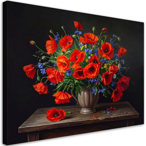 Tableau déco Bouquet de coquelicots rouges dans un vase 100x70 (1/4)