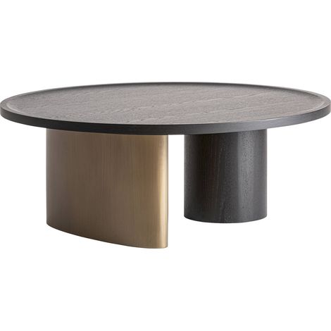 Table basse ronde noire et dorée contemporaine - noir et doré brossé (1/5)
