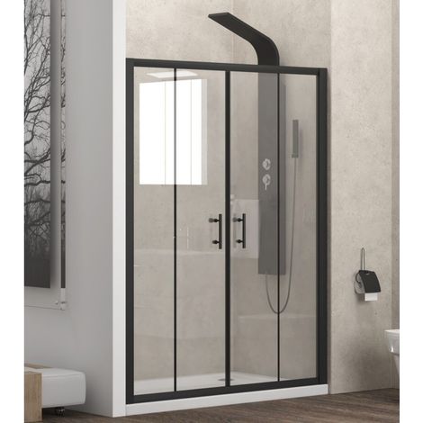 Nicchia doccia 200cm doppio scorrevole anticalcare telaio nero KFN6000 kamalu